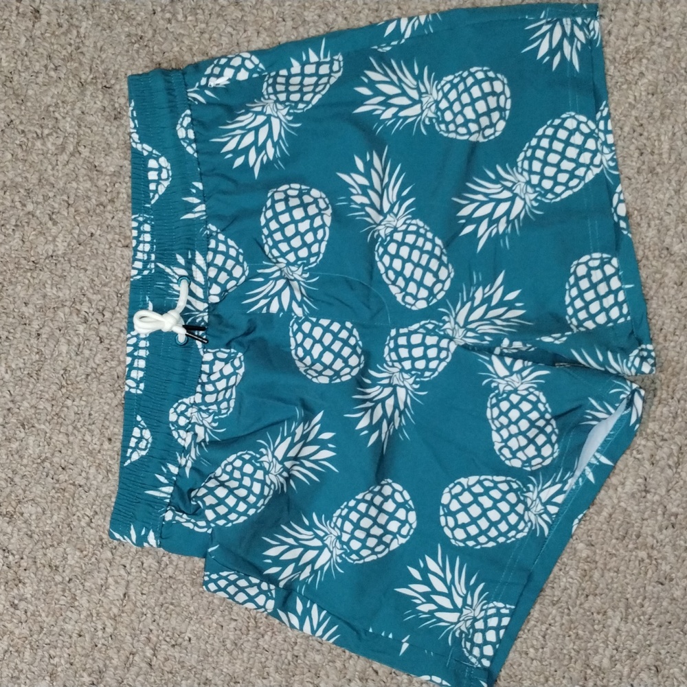 ⭐Pineapple Green and White Shorts Men's Size Medium with Inlaid Trunks